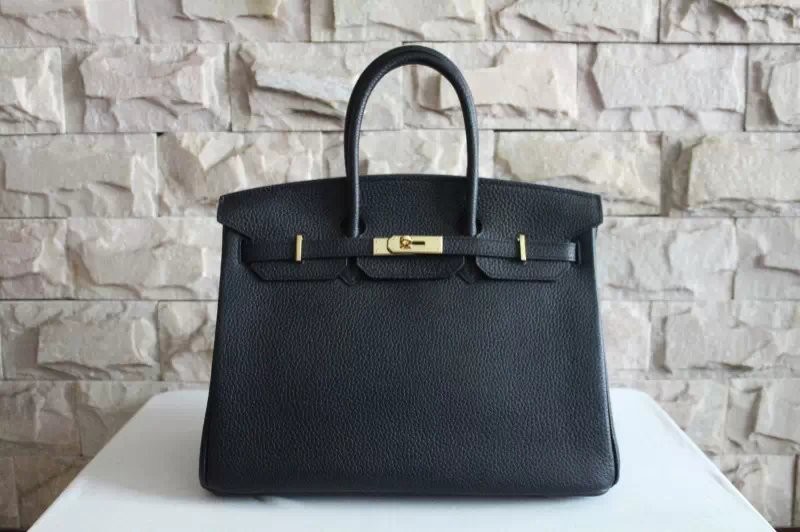 Replica Hermes Black Birkin Golden Hardware 40cm Bags HJ21010