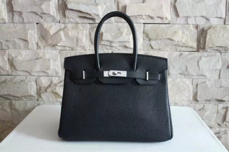Replica Hermes Black Birkin Silver Hardware 40cm Bags HJ21011