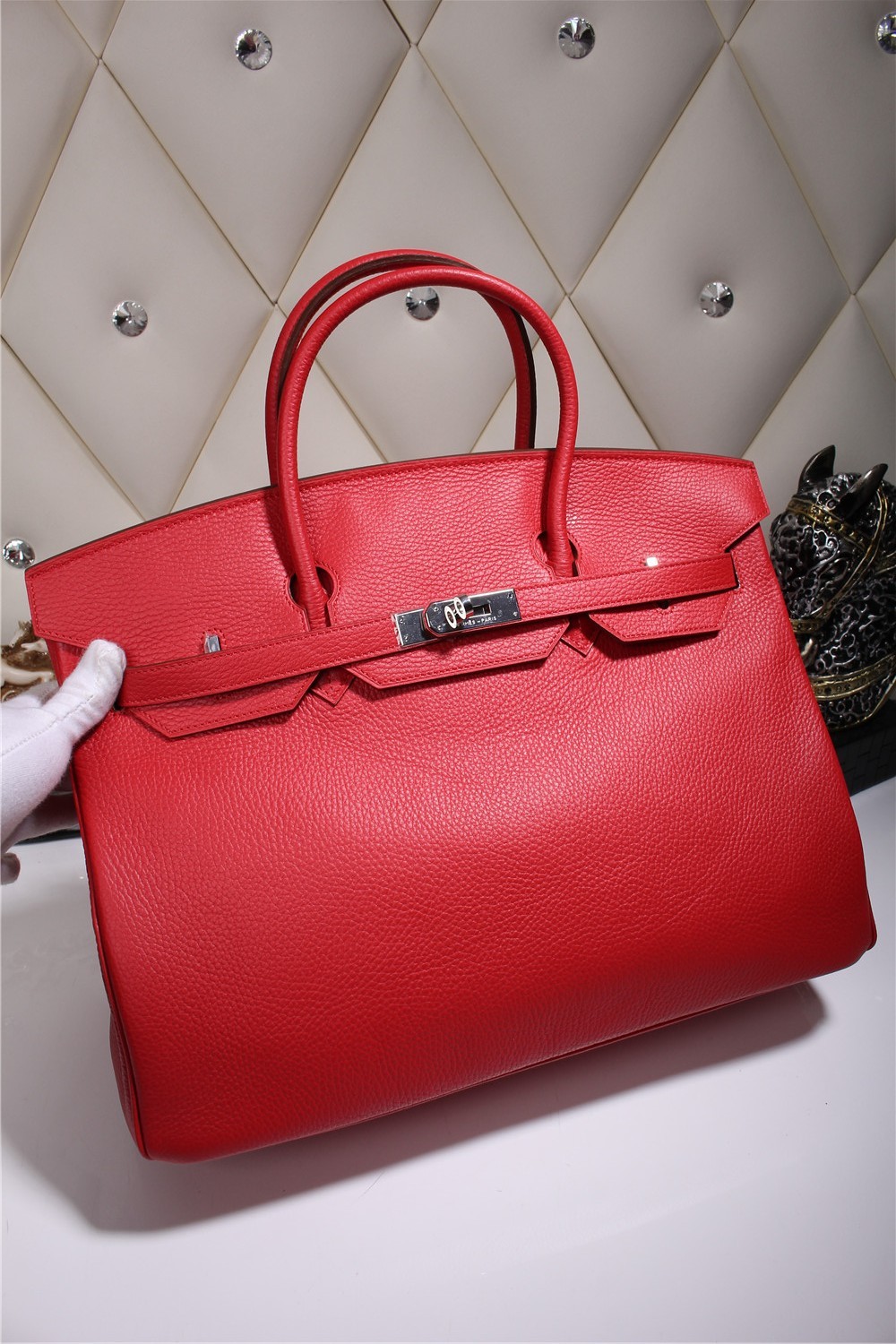 Replica Hermes Red Birkin Silver Hardware 40cm Bags HJ21012
