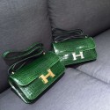 AAA Hermes Constance Elan 26cm Shiny Crocodile Skin Bag Handstitched Gold/Palladium Hardware, Vert Fonce CK67 RS08139