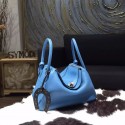 AAA Hermes Lindy 26cm/30cm Taurillon Clemence Calfskin Bag Handstitched, Blue Paradise 2T RS01149