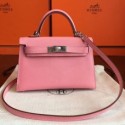 Hermes Rose Confetti Epsom Kelly Mini II 20cm Handmade Bags HJ202121