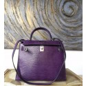 Best Quality Replica Hermes Birkin 25cm Lizard Skin Bag Handstitched Palladium Hardware, Amethyst 9G RS17114