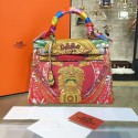 Customized Hand Painted Hermes Kelly 32cm Togo Calfskin Bag Handstitched Gold or Palladium Hardware, Red/Gold Combo Multicolor RS19472