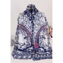 Hermes Tiger Silk Shawl Blue RS06879