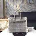 Knockoff Hermes Birkin 25cm Natural Lizard Skin Original Leather Bag Handstitched Palladium Hardware, Ombre/Shadow RS00477