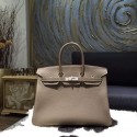 Knockoff Hermes Birkin 35cm Togo Calfskin Leather Bag Palladium Hardware Handstitched, Etoupe CK18 RS03275