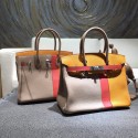 Knockoff Hermes Birkin Casaque 30cm Clemence/Swift Calfskin Leather Matte Silver Hardware Fully Handstitched Gris Tourterelle CK81/Moutarde 9U/Sanguine 9M RS08991