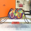 Replica Hermes Silk Fourbi Carre en Cravates GM Bag Insert with Orange Leather Fall/Winter 2016 Collection, Orange/Blue Multicolor RS11115