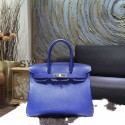 Sale 1:1 Hermes Birkin 30cm Epsom Calfskin Bag Handstitched Palladium Hardware, Electric Blue 7T RS15290