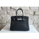 Replica Hermes Black Birkin Silver Hardware 40cm Bags HJ21011