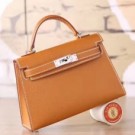 Hermes Brown Epsom Kelly Mini II 20cm Handmade Bags HJ202117