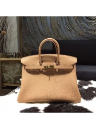 AAA Hermes Birkin 25cm Togo Calfskin Bag Handstitched Gold Hardware, Tabac Camel CK24 RS19421