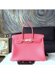 AAA Hermes Birkin 30cm Togo Calfskin Original Leather Bag Handstitched Palladium Hardware, Rose Lipstick U5 RS09308