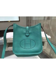 AAA Hermes Evelyne Mini TPM Taurillon Clemence Palladium Hardware Handstitched High Quality, Lagon 7V RS20027