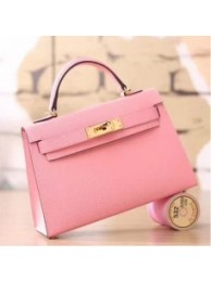 Hermes Pink Epsom Kelly Mini II 20cm Handmade Bags HJ202123