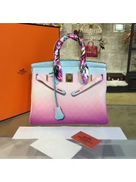 Customized Hand Painted Hermes Birkin 30cm Togo Calfskin Bag Handstitched Gold or Palladium Hardware, Ombre Multicolor RS21670