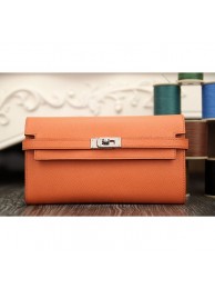 Fake Hermes Kelly Longue Wallet In Crevette Epsom Leather RS18538