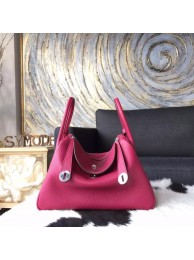 Fashion Imitation Hermes Lindy 26cm/30cm Taurillon Clemence Calfskin Bag Handstitched, Ruby B5 RS09268