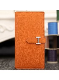 Hermes Bearn Gusset Wallet In Orange Leather RS14931