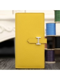 Hermes Bearn Gusset Wallet In Yellow Epsom Leather RS00563