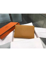 Hermes Calvi Card Holder Case Handstitched Taurillon Clemence Calfskin, Kraft CK2H RS08264