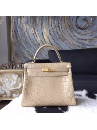 Hermes Matte Alligator Crocodile Kelly 28cm Gold Hardware Handstitched, Poussiere 1C RS08530