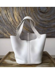 Hermes Picotin Lock Bag 18cm/22cm Taurillon Clemence Palladium Hardware Hand Stitched, Blanc CK01 RS15921