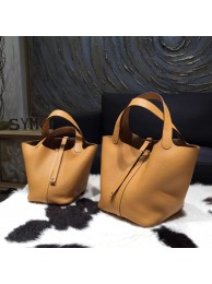 Hermes Picotin Lock Bag 18cm/22cm Taurillon Clemence Palladium Hardware Hand Stitched, Kraft CK2H RS18698