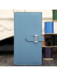Imitation Hermes Bearn Gusset Wallet In Jean Blue Epsom Leather RS01075