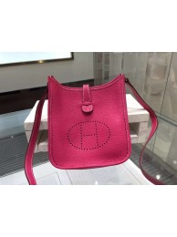 Imitation Hermes Evelyne Mini TPM Taurillon Clemence Palladium Hardware Handstitched High Quality, Fuschia Pink 5J RS07597