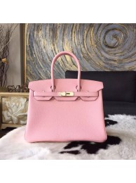 Knockoff Luxury Hermes Birkin 30cm Taurillon Clemence Bag Handstitched Palladium Hardware, Rose Sakura 3Q RS21915
