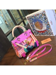 Limited Edition Hermes Mini Kelly Doll Bag 20cm Swift Leather with Croc Gold Hardware Singapore 50th Anniversary, Pink/Light Pink RS03942