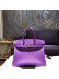 Luxury Hermes Birkin 30cm Epsom Calfskin Bag Handstitched Palladium Hardware, Crocus 9W RS03851