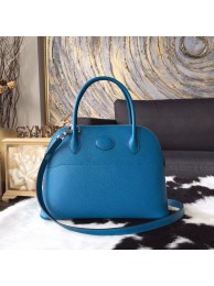 Luxury Hermes Bolide 27cm Epsom Calfskin Leather Bag Palladium Hardware Handstitched, Blue Izmir 7W RS12328