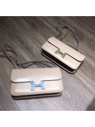 Luxury Hermes Constance Elan 26cm Tedelakt Calfskin Leather Bag Handstitched Palladium/Gold Hardware, Argile 1F RS08233