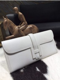 Luxury Hermes Jige Elan Clutch 29cm Epsom Calfskin Handstitched, Blanc CK01 RS08391