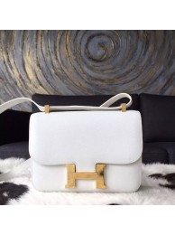 Quality Hermes Constance 23cm Epsom Calfskin Original Leather Handstitched Gold Hardware, White RS08064