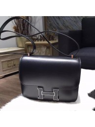 RARE Hermes Mini Constance 18cm Lizard Box Calfskin Palladium Hardware Handstitched, Noir CK89 RS16457