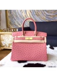 Replica AAA Hermes Autruche Ostrich Birkin 30cm Bag Handstitched Gold Hardware, Terre Cuite CC94 RS07391