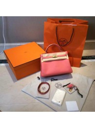 Replica AAA Hermes Kelly 32cm Togo Calfskin Original Leather Bag Handstitched Gold Hardware, Rose Lipstick RS11511