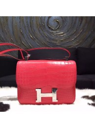 Replica Best Hermes Constance 23cm Matte Alligator Crocodile Original Leather Handstitched Palladium Hardware, Bougainvillier A5 RS19959