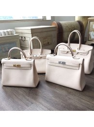 Replica Best Hermes Kelly 28cm/32cm Togo Calfskin Original Leather Bag Handstitched, Craie CC10 RS14550