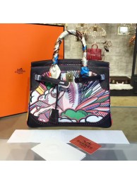 Replica Customized Hand Painted Hermes Birkin 30cm Togo Calfskin Bag Handstitched Gold or Palladium Hardware, Black Multicolor Graffiti RS08697