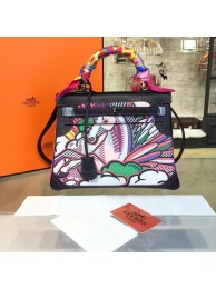 Replica Customized Hand Painted Hermes Kelly 32cm Togo Calfskin Bag Handstitched Gold or Palladium Hardware, Black Multicolor Graffiti RS08715