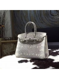 Replica Hermes Birkin 25cm Natural Lizard Skin Bag Handstitched Palladium Hardware, Ombre/Shadow RS14924