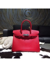 Replica Hermes Birkin 30cm Epsom Calfskin Bag Handstitched Palladium Hardware, Rouge Casaque Q5 RS15569