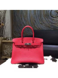Replica Hermes Birkin 30cm Togo Calfskin Bag Handstitched Palladium Hardware, Rouge Piovine 2R RS15384