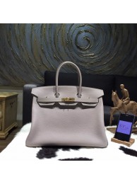 Replica Hermes Birkin 35cm Togo Calfskin Bag Handstitched Gold Hardware, Gris Tourterelle CK81 RS17189