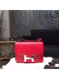 Replica Hermes Constance 23cm Epsom Calfskin Original Leather Handstitched Palladium Hardware, Rouge Casaque Q5 RS09523
